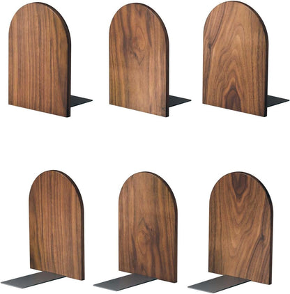 Large Bookend Hold Heavy Books- 7x4x5in 2 Pack Wood Bookends for Heavy Books Heavy Duty Walnut Book Ends for Men Wood Bookends for Office Desk Non-Skid