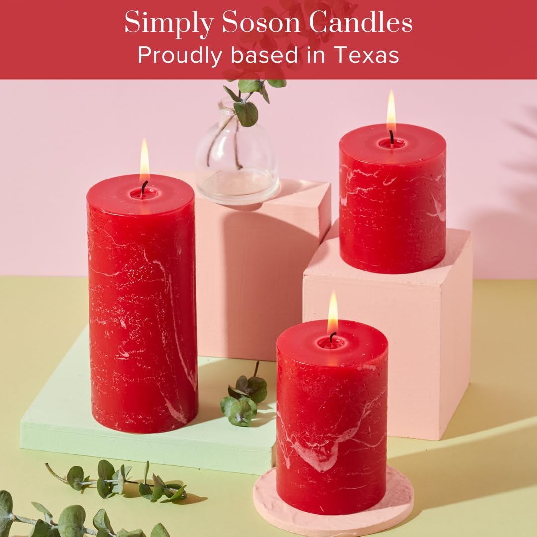 Simply Soson 3x6 inch Ivory Pillar Candles Set of 3, Rustic Texture, Unscented Ivory Candles, Dripless Candles, 3 inch Pillar Candles Ideal as Wedding, Parties, Spas, Dinner, Home Decoration, Church