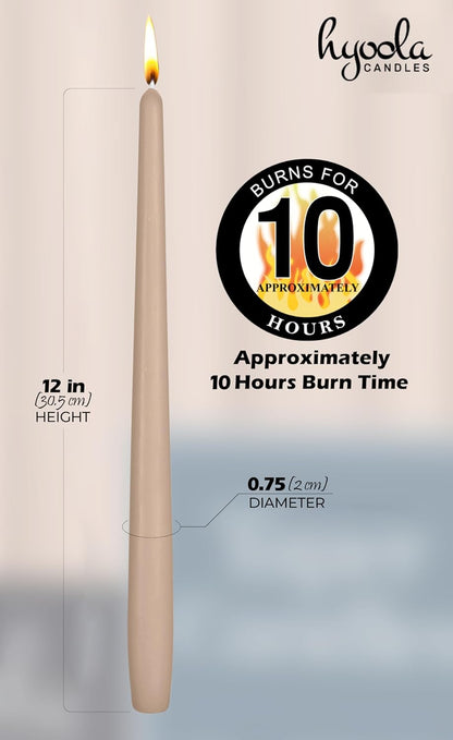 Hyoola Tall Taper Candles - 10 Inch Metallic Gold Unscented Dripless Taper Candles - 8 Hour Burn Time - 4 Pack