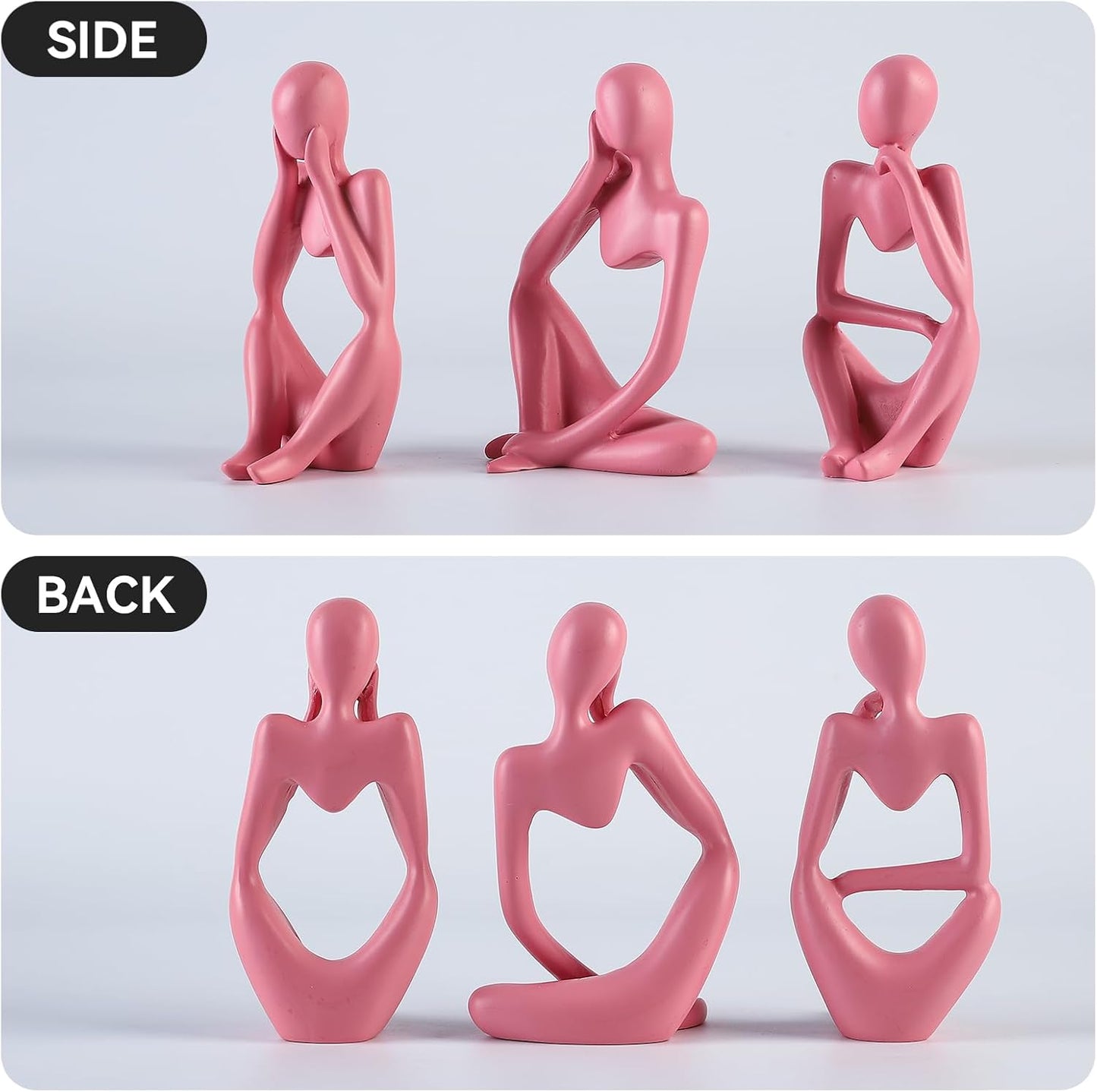 BrownLove 3pcs Decor White Thinker Statue Abstract Art Sculpture，Resin Collectible Figurines for Home Living Room Office Shelf Decoration
