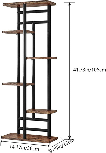 LINZINAR Plant Stand Indoor 4 Tier 5 Potted Multiple Plant Shelf Stands for Garden Corner Balcony Living Room Black
