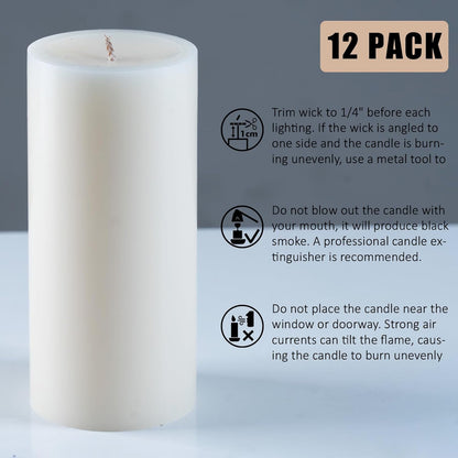 Unscented Ivory Pillar Candles Set of 6-2.8x4 inch - Dripless and Smokeless Large Pillar Candles, 50-Hours Long Burning Time Paraffin Candle for Dinner Table, Christmas and Home Decor