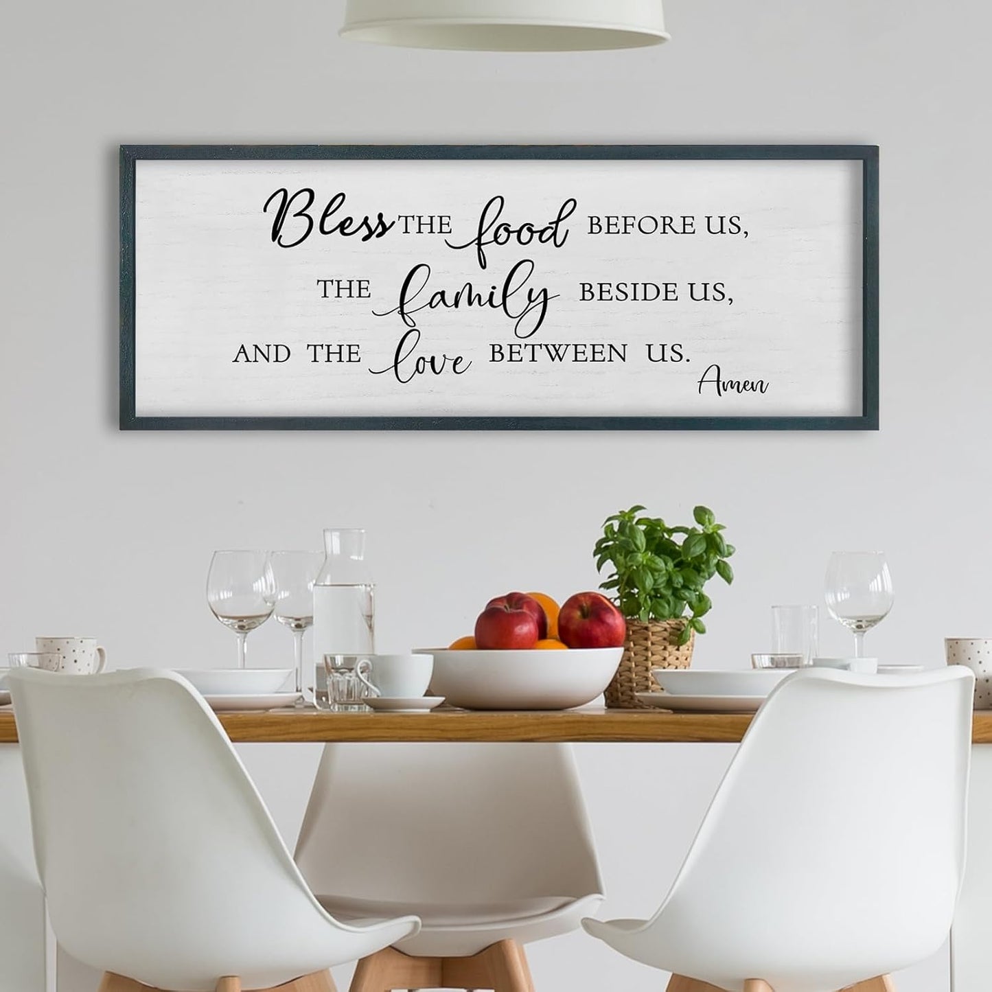 FZMHASLWW Gather Sign Wall Decor 32"×12" Large Wooden Framed for Dining Room Simple Home Kitchen Hanging Art (Wood)