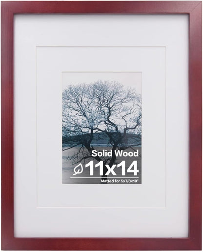 Egofine 12x16 Picture Frame Black, Covered by Plexiglass Made of Solid Wood, Display Pictures 9x12 and 11x14 with Mat or 12x16 Without Mat, for Wall Mounting Photo Frame - Colors A