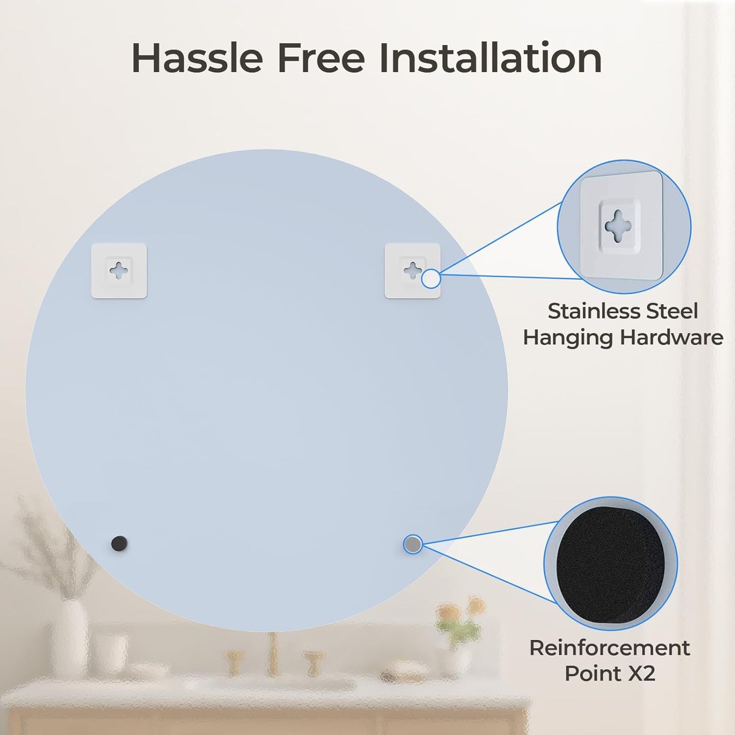 USHOWER Bathroom Mirrors for Over Sink, 36 Inch Circle Mirror with Metal Frame, Black Wall Mirror for Vanity, Entryway, Living Room, Hallway and Bedroom Decor
