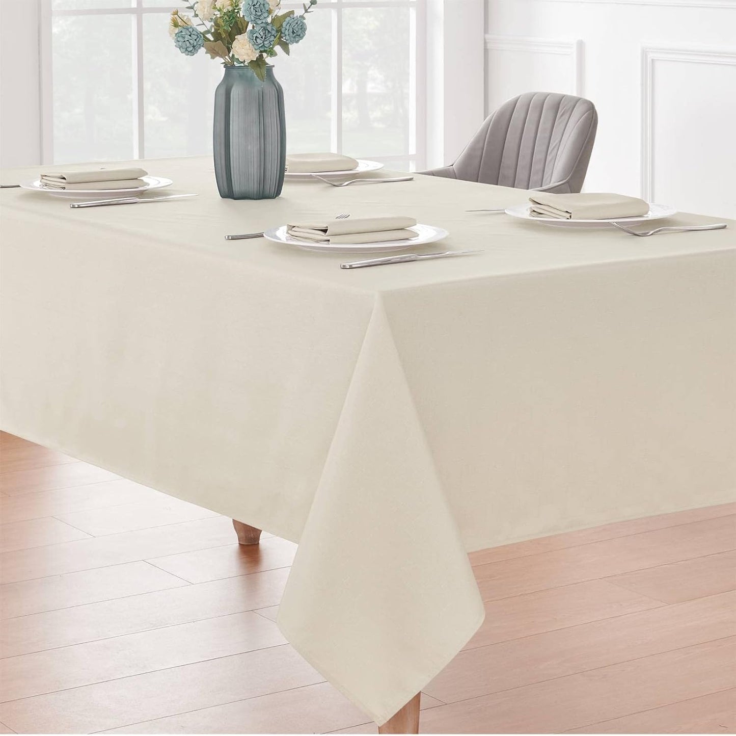 Veblandy Rectangle Tablecloth Waterproof Linen Textured Table Cloth Stain and Wrinkle Resistant Washable, Decorative Fabric Table Cover for Dining, Party and Camping (Sage Green, 52 * 70)