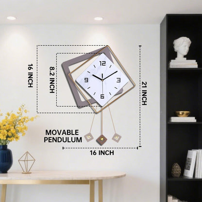 Wall Clock with Pendulum,Silent Quality Quartz Battery Operated,Modern Large Wall Clocks for Living Room Kitchen Home Bathroom Bedroom Wall Decor,16.2x26Inch(Black)