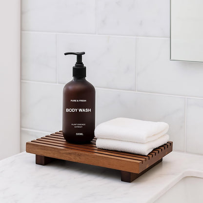 Acacia Wood Riser for Bathroom Sink Tray Kitchen Counter Decor Trays Pedestal Stand Sponge Soap Dish Holder Decorative Wooden Risers for Kitchen Sink Soap Tray Vanity Bathroom Countertop Accessories