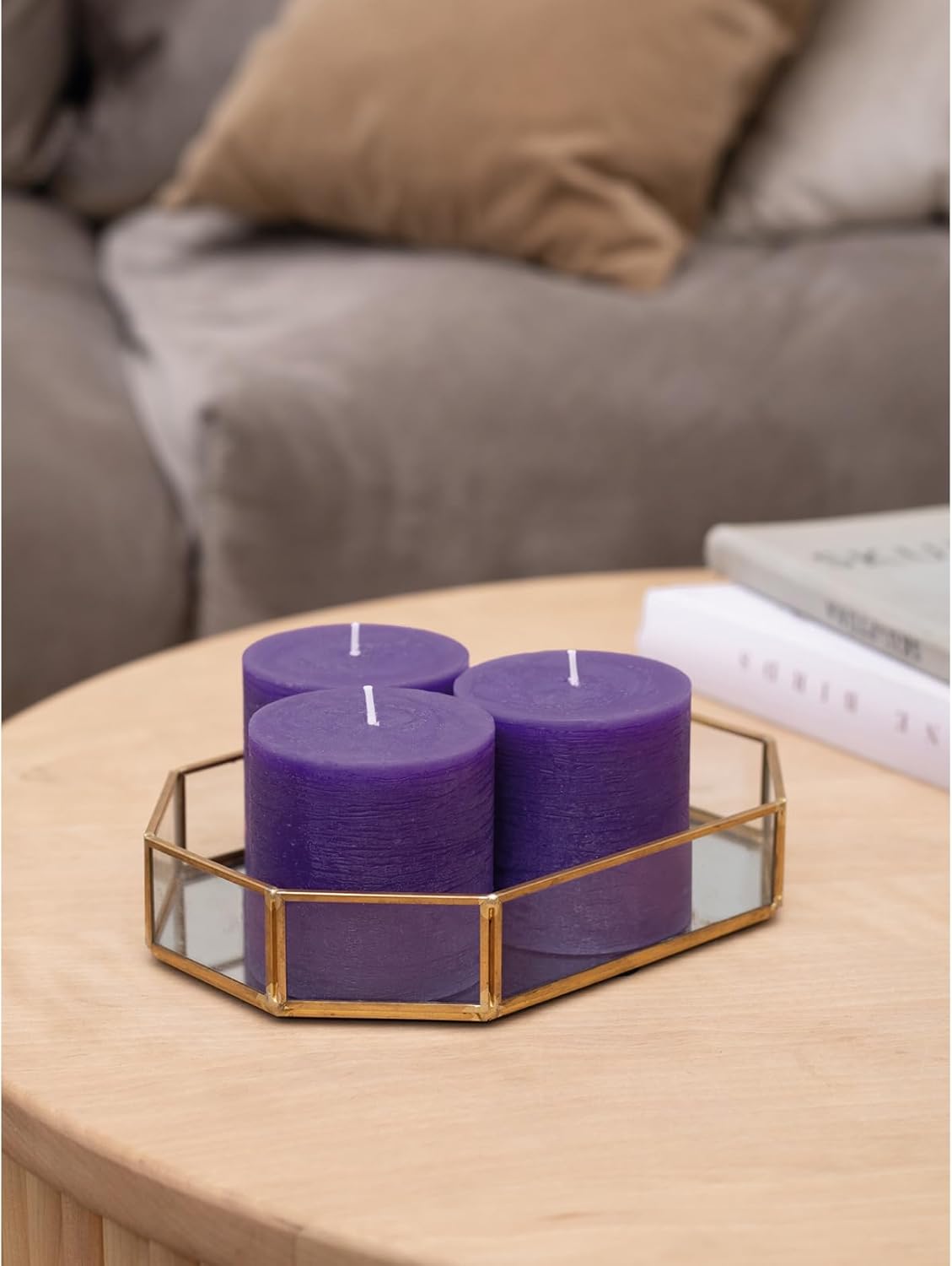 CANDWAX 3x4 inch Pillar Candles Set of 3 – Unscented Dripless Rustic Dark Blue Candles for Room Decor, Weddings, Centerpieces