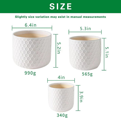 Docrin 3-Pack Ceramic Planters Set - 6.5"+5.3"+4" Dual-Tone Flower Pots with Drainage Holes, Modern Indoor Outdoor Planters for Succulents/Herbs/Large Plants, Home Office (Brownish Black & White)