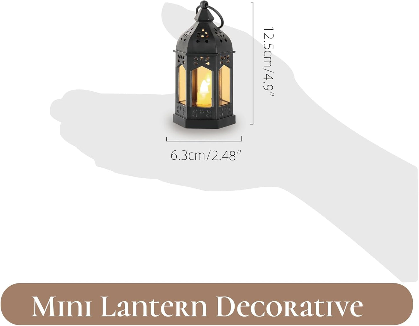 Mini Lanterns Decorative Indoor: 6 Pcs Black Small Hanging LED Lanterns for Centerpieces Wedding Table Decor Ramadan Enchanted Forest Decorations