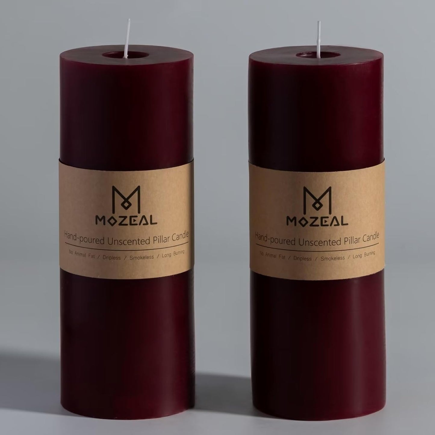 MOZEAL 3" x 4" Hand-Poured Unscented Candle,Dripless Pillar Candle Set of 3,Long Clean Burning,Approx 72 Hours Burn Time,Rustic Country Style,Wedding,Dinner,Christmas and Home Decor,White