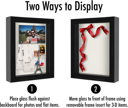 Americanflat 12x16 Shadow Box Frame with Polished Plexiglass - Silhouette Collection - Large Shadow Box Display Case for Tabletop and Wall Display - Black with Soft Felt Back