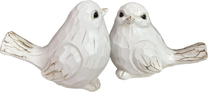 New White Modern Farmhouse Bird Figurine, Bird Statue Sculpture - Carved Rustic Distressed Animal Bird Ornaments - Home Decor Accents Collectible Bird Figurine | Spring