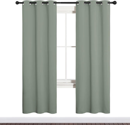 NICETOWN Halloween Pitch Black Solid Thermal Insulated Grommet Blackout Curtains/Drapes for Bedroom Window (2 Panels, 42 inches Wide by 63 inches Long, Black) - Colors B