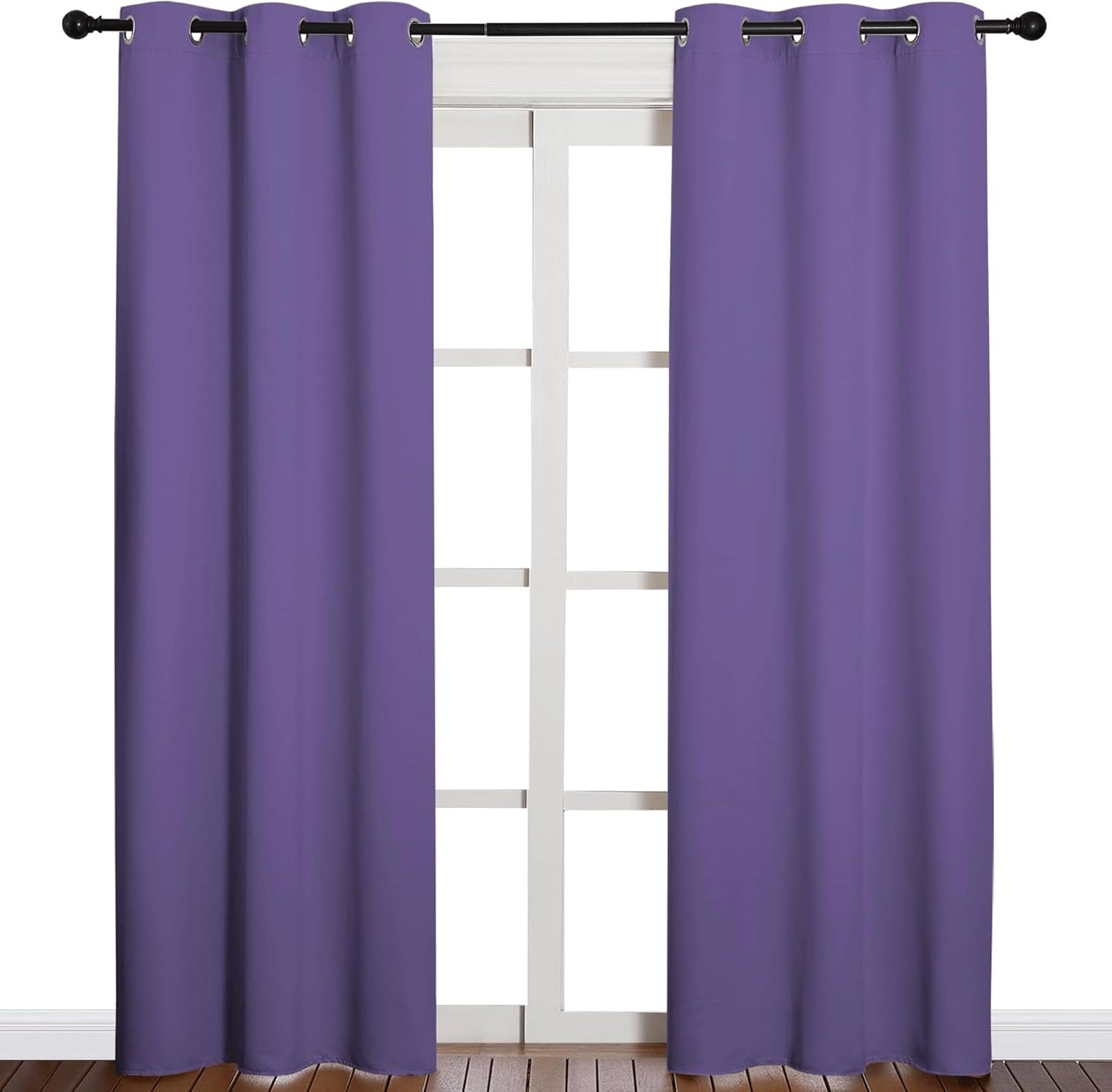 NICETOWN Halloween Pitch Black Solid Thermal Insulated Grommet Blackout Curtains/Drapes for Bedroom Window (2 Panels, 42 inches Wide by 63 inches Long, Black) - Colors D
