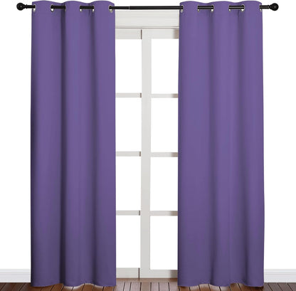 NICETOWN Halloween Pitch Black Solid Thermal Insulated Grommet Blackout Curtains/Drapes for Bedroom Window (2 Panels, 42 inches Wide by 63 inches Long, Black) - Colors D