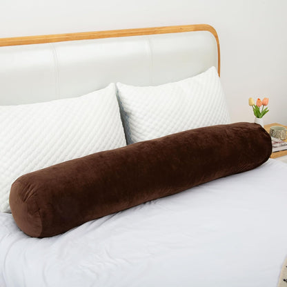 1 MIDDLE ONE Body Pillow for Adults, Bolster Pillow with Removable Velvet Cover, Long Round Cervical Roll Pillow, 47 x 7.87 Inches, Grey