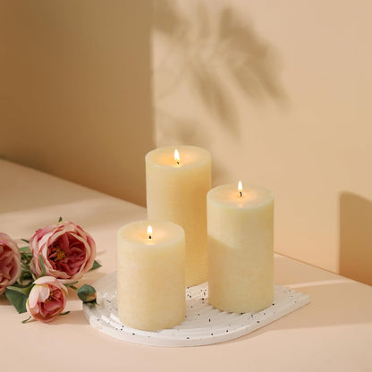 Sage Green Pillar Candles Set of 3 - Hand-Poured Unscented Candles,Smokeless Dripless Candles for Dinner Table and Home, Set of 3 in Different Sizes (3"x4", 3"x5", 3"x6")