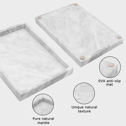Marble Bathroom Tray,Pure Natural Vanity Tray,Marble Tray for Kitchen Counter Non-Ceramic/Non-Resin,Stone Trays 12 x 8 inch Cyan Green