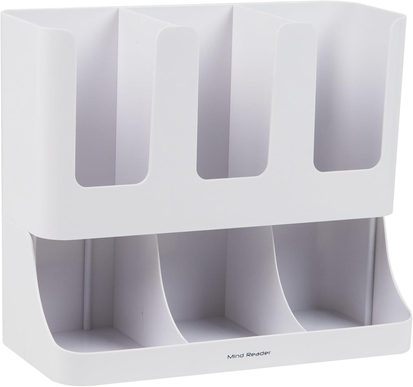 Mind Reader Cup and Condiment Station, 13 Inch Countertop Coffee Bar Organizer with 6 Compartments, Storage Caddy for Cups, Lids and Packets, Plastic, Black
