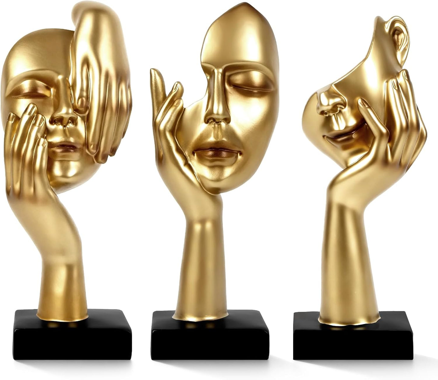 3 Pcs Thinker Statue,Modern Home Resin Sculptures,Collectible Figurines for Home Office Bookshelf Desktop Decor(Black)