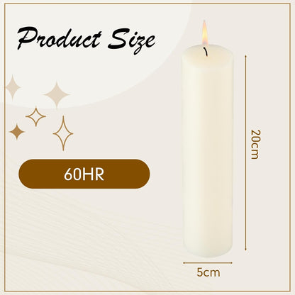 Lounsweer 12 Pack Ivory Pillar Candles Bulk Large Unscented Paraffin Wax Long Lasting Candles Clean Burning Supplies for Home Decor Wedding Party Dinner Bath Spa(2 x 8 Inch)