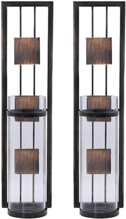 Shelving Solution Wall Sconce 14.4 x 3.5 Inch, with Tea Light Candle Holder Antique Bronze Style Metal Wall Art Decorations for Living Room, Bathroom, Dining Room and Office, Set of 2