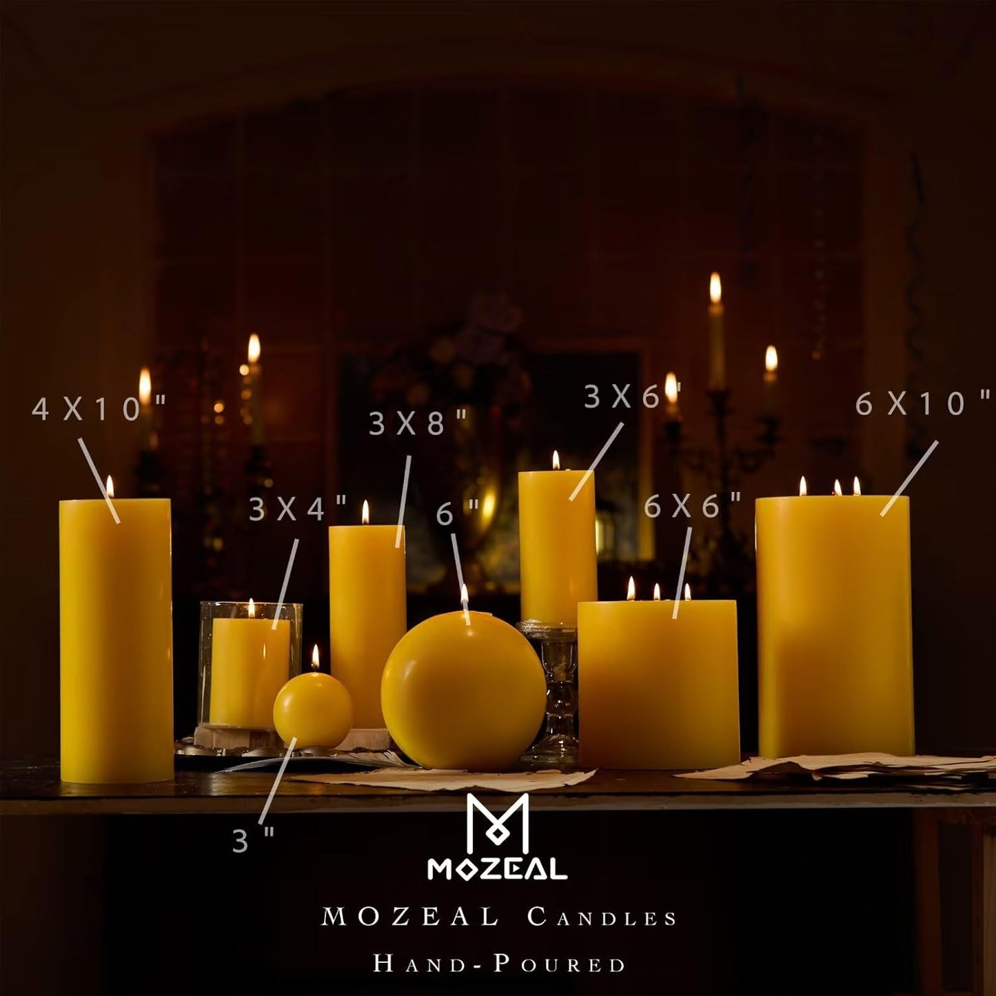 MOZEAL 3" x 4" Hand-Poured Unscented Candle,Dripless Pillar Candle Set of 3,Long Clean Burning,Approx 72 Hours Burn Time,Rustic Country Style,Wedding,Dinner,Christmas and Home Decor,White