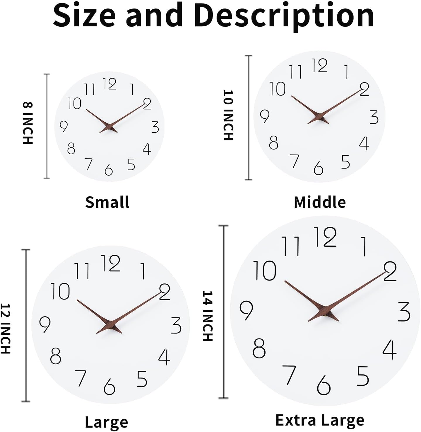 Mosewa Wall Clock 8 Inch Black Battery Operated Silent Non Ticking Simple Minimalist Rose Gold Numbers Decorative for Bedroom Living Room Kitchen Home Bathroom Office