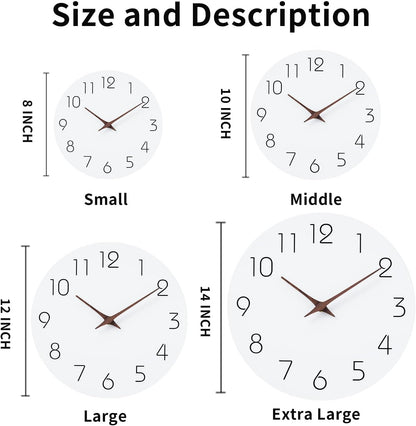 Mosewa Wall Clock 8 Inch Black Battery Operated Silent Non Ticking Simple Minimalist Rose Gold Numbers Decorative for Bedroom Living Room Kitchen Home Bathroom Office