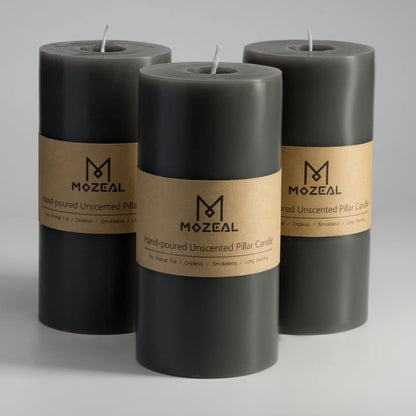 MOZEAL 3" x 4" Hand-Poured Unscented Candle,Dripless Pillar Candle Set of 3,Long Clean Burning,Approx 72 Hours Burn Time,Rustic Country Style,Wedding,Dinner,Christmas and Home Decor,White