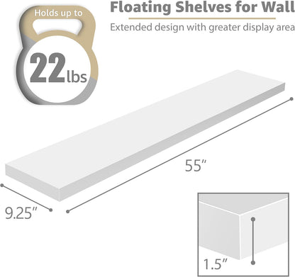 Sorbus Floating Shelves for Wall - 48 Inch Long Bathroom Shelves, Wall Decor for Bedroom, Kitchen, Living Room & Book Storage - Mounted Floating Shelf with Invisible Brackets (Maple Wood, 2 Pack)