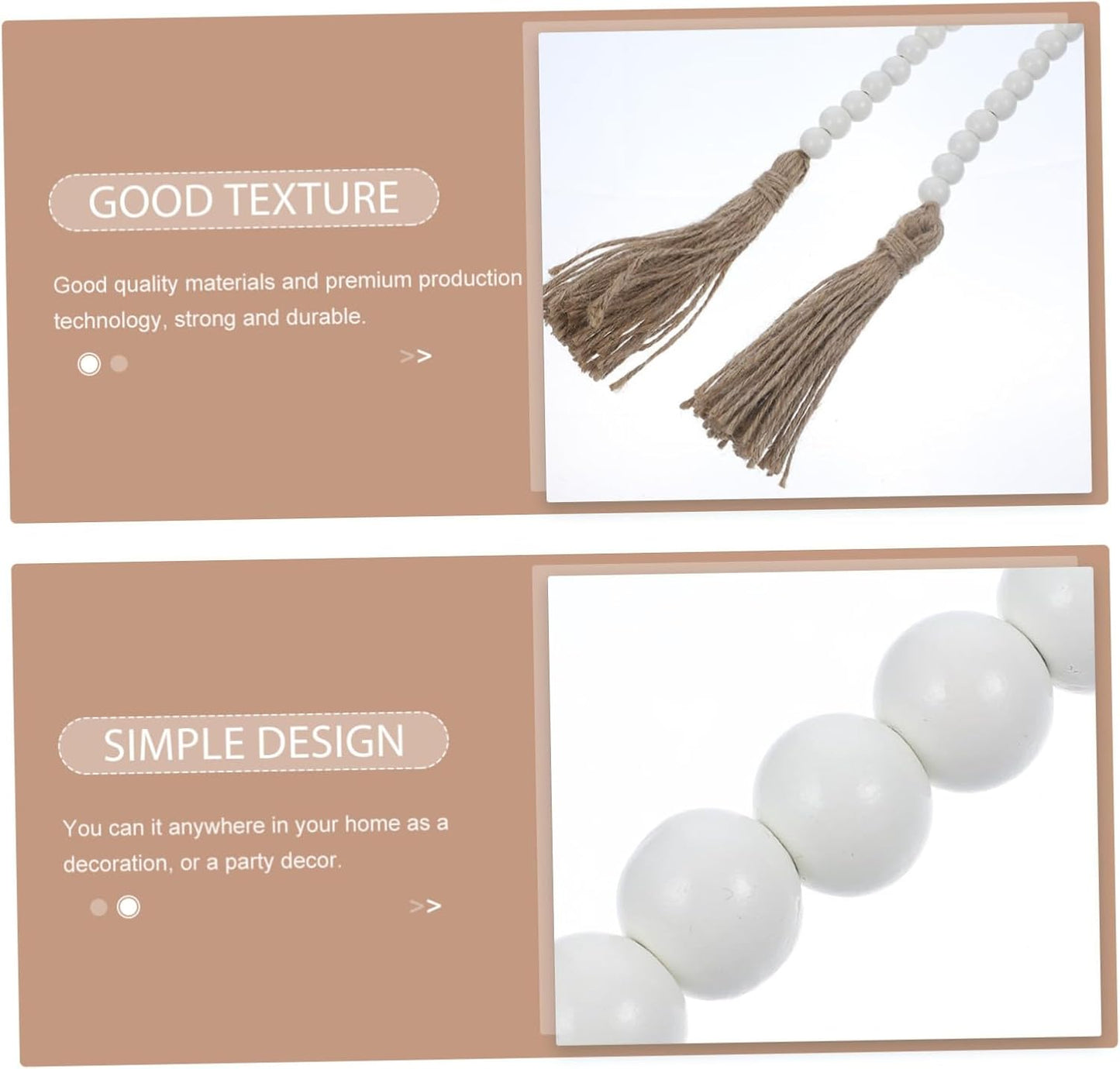 IMIKEYA Wooden Beads Garland: Farmhouse Wood Bead Garland with Tassels Boho Wall Hanging for Home Decor Tiered Tray Rustic Wood Prayer for Coffee Table Decor