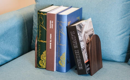 Large Bookend Hold Heavy Books- 7x4x5in 2 Pack Wood Bookends for Heavy Books Heavy Duty Walnut Book Ends for Men Wood Bookends for Office Desk Non-Skid