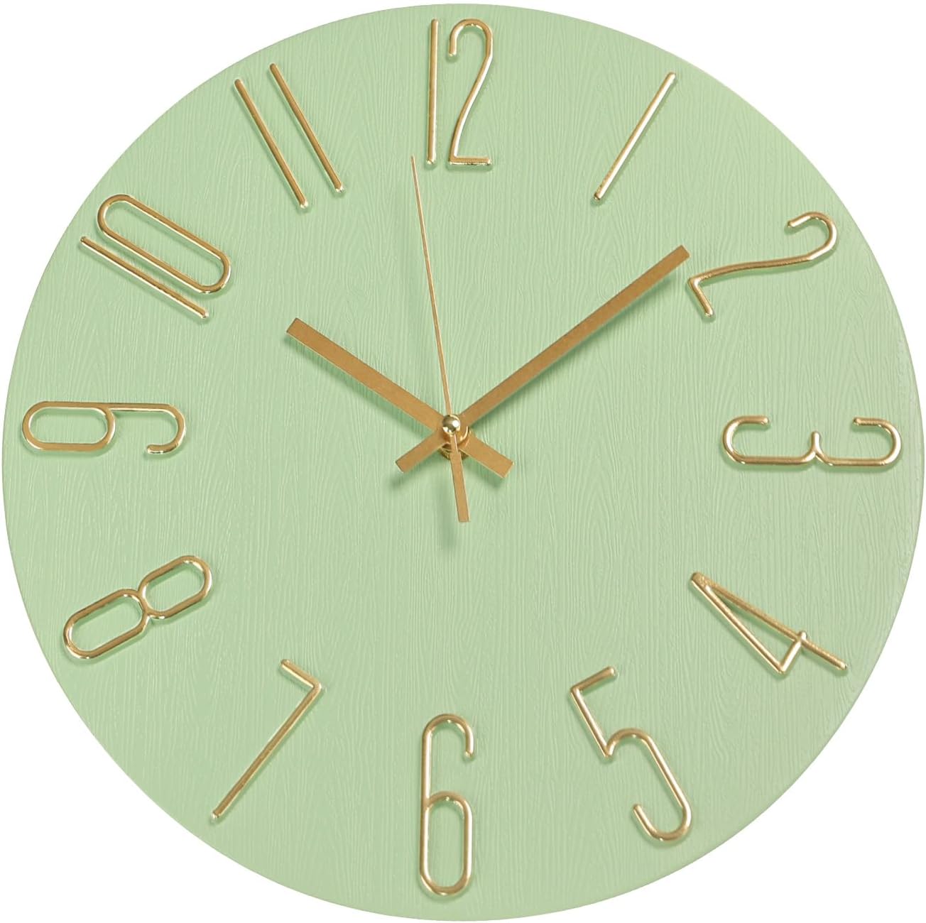 Wall Clock 12 Inch Silent Non-Ticking Imitation Wood Indoor Clock Round White Decor Clock Modern 3D Figures Quartz Wall Clocks for Home, Hotel, Office, School, Bedroom, Living Room, Kitchen