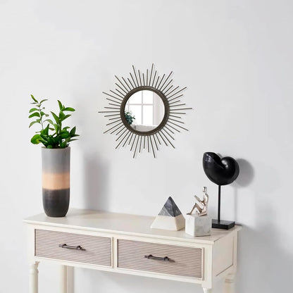 Gold Sunburst Mirrors for Wall Decorative Metal Round Art Mirrors Large Wall Decor Hanging Mirror for Bathroom Bedroom Living Room Vanity Entryway 16"