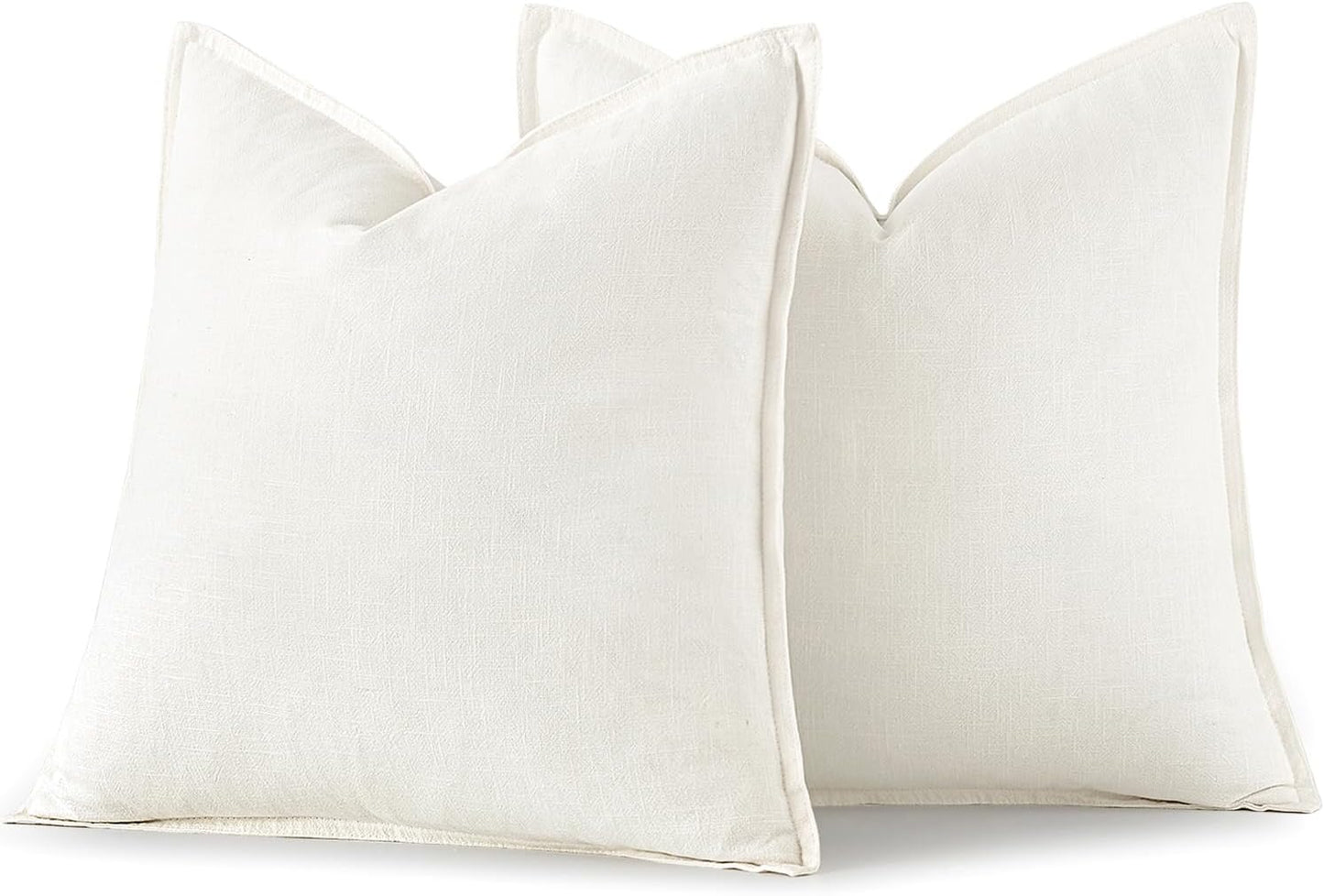MIULEE Decorative Linen Euro Sham Pillow Covers 26x26 Cream White Boho Farmhouse Neutral Couch Throw Pillows for Bed Pack of 2 Accent Modern Pillowcase Sofa Livingroom Home Decor