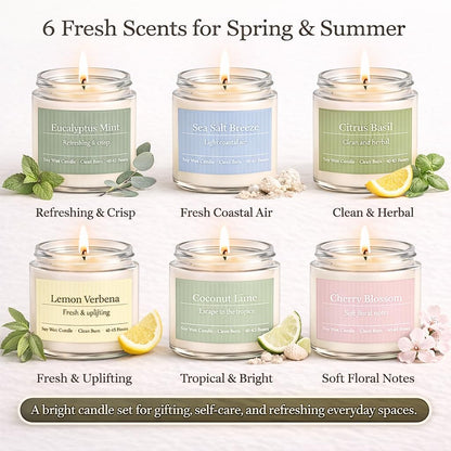 6 Pack Scented Candles Gift Set, Long Lasting Aromatherapy Candles for Home, 37.8 oz 300 Hour Burn, Lavender Jasmine Vanilla Sage Sandalwood Rose Eucalyptus Mint, Gifts for Women