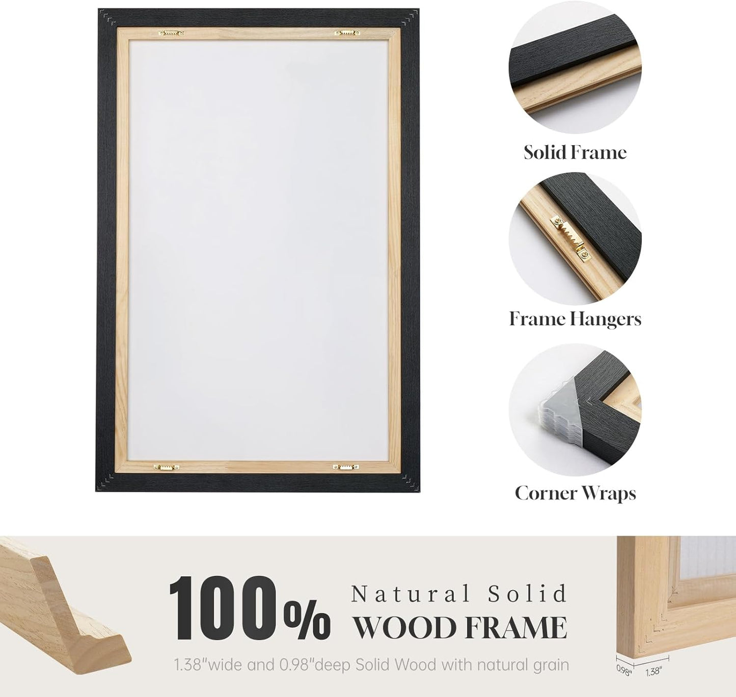 Large Framed Black and White Abstract Wall Art for Living Room, 3 Piece Big Modern Canvas Prints Paintings Artwork for Walls, Minimalist Abstract Art Pictures for Hallway, Office Wall Decor 24x36 In