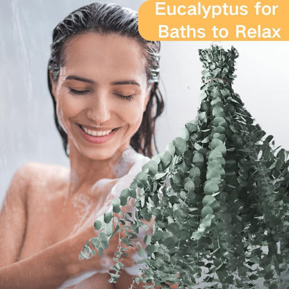 Eslibin 21 Pcs Real Dried Eucalyptus Stems, 17" Natural Fresh Eucalyptus Branches for Shower, Greenery Leaves for Vase Filler, Fragrance, Fresh Silk Dry Live Plants Decor