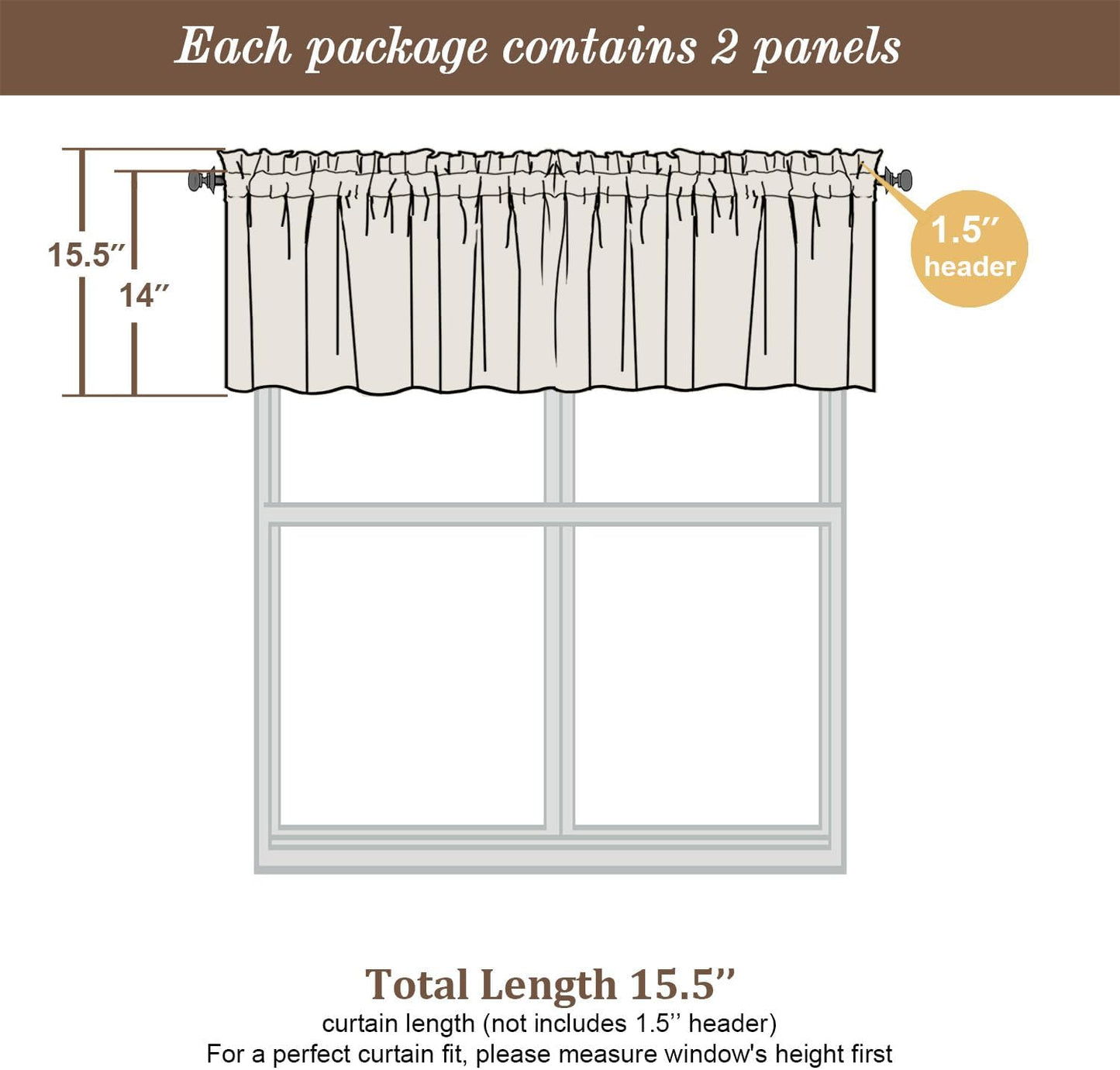 Chyhomenyc Sheer White Valances for Windows 2 Pack, Small Window Curtains for Living Room Bathroom Cafe Laundry Basement, Modern Top Dual Rod Pocket Voile Curtain, 42W x 14L inches, White - Colors A