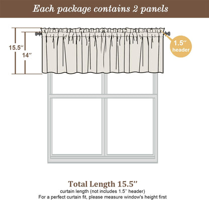 Chyhomenyc Sheer White Valances for Windows 2 Pack, Small Window Curtains for Living Room Bathroom Cafe Laundry Basement, Modern Top Dual Rod Pocket Voile Curtain, 42W x 14L inches, White - Colors A