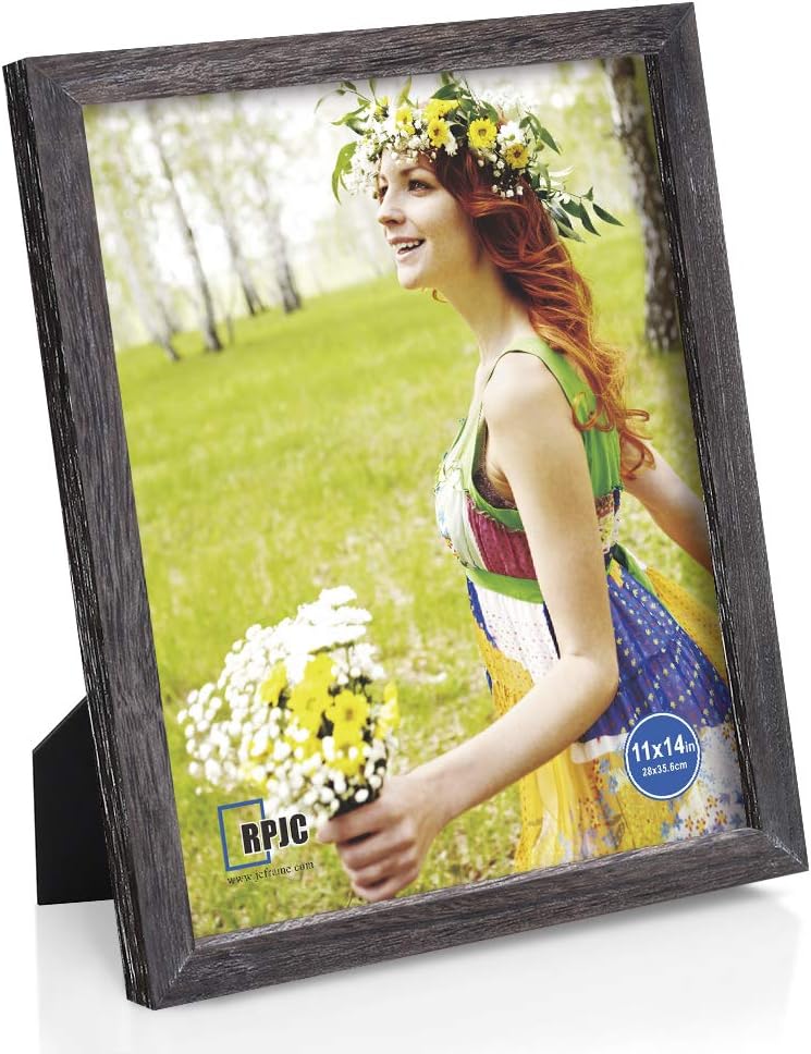 RPJC 5x7 Picture Frames Made of Solid Wood High Definition Glass for Table Top Display and Wall Mounting Photo Frame Black
