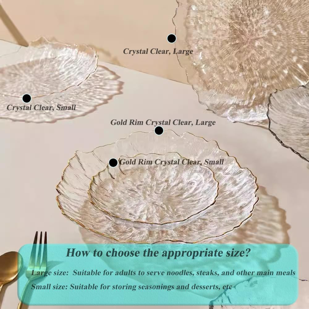 Glass Salad Bowl Irregular Lotus Flower Shape Serving Bowls, Mixing Nut Bowls for Kitchen Fruist, Snack, Dessert, and Ice Cream Candy Dishes (Crystal Gradient Pink, 6.5")