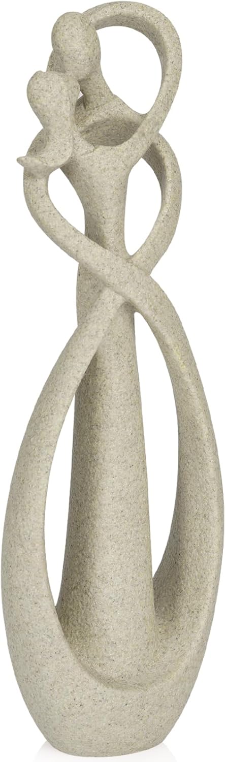 Trycooling Kissing Lovers Statue Abstract Sculpture Resin Statues for Home Decor Modern Home Office Desktop Shelf Bookshelf Decor (Sandstone, Small)