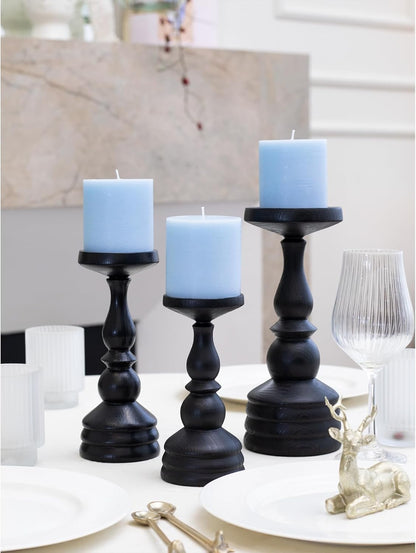 CANDWAX 3x4 inch Pillar Candles Set of 3 – Unscented Dripless Rustic Dark Blue Candles for Room Decor, Weddings, Centerpieces
