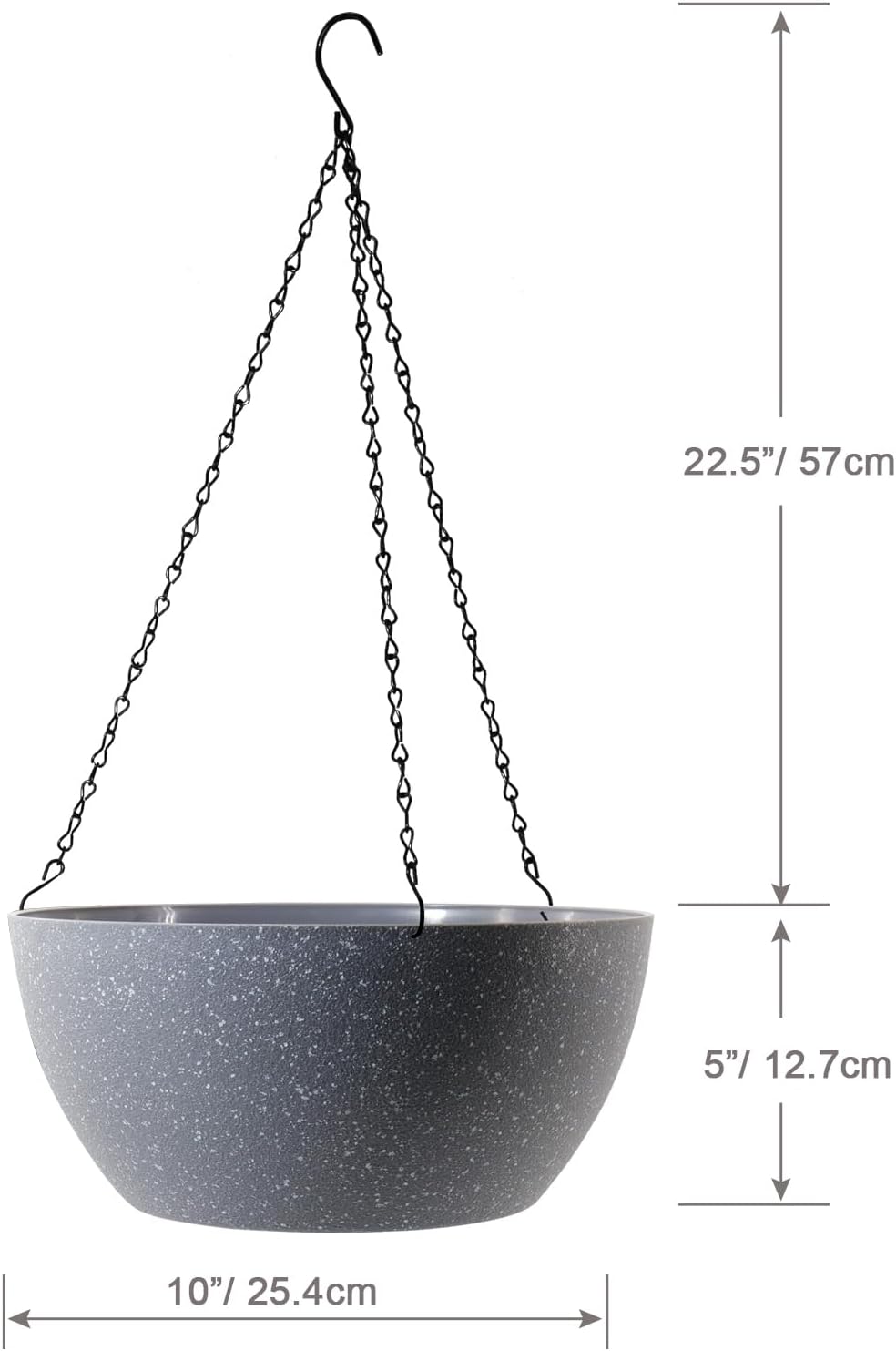 WSMKSZ 10 inch Hanging Planters for Outdoor Indoor Plants with Drainage Holes and Chain, 2 Pack Round Hanging Flower Pots for Garden Home Porch Decor, Black