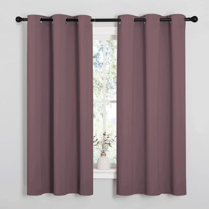 NICETOWN Halloween Pitch Black Solid Thermal Insulated Grommet Blackout Curtains/Drapes for Bedroom Window (2 Panels, 42 inches Wide by 63 inches Long, Black) - Colors E