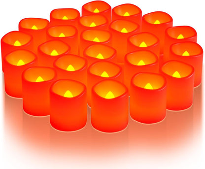 Homemory 24Pack Flickering Flameless Votive Candles,200+Hour Electric Fake Candles,Battery Operated LED Tealight for Wedding,Outdoor,Table,Halloween,Christmas Decor(Warm White,Battery Included)